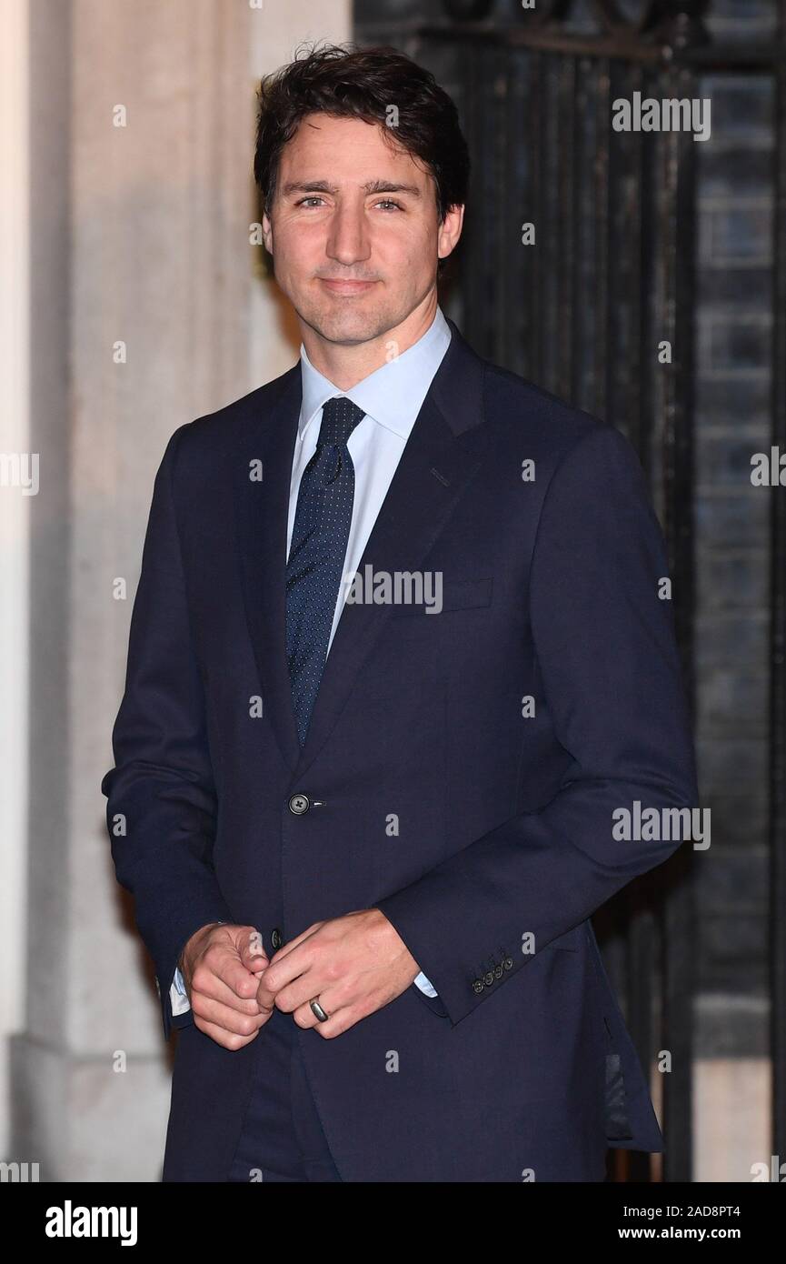 London, UK. 03rd Dec, 2019. Canadian prime minister Justin Trudeau arrives at Number 10 Downing Street for the 70th anniversary NATO summit in London on Tuesday, December 3, 2019. Photo by Rune Hellestad/UPI Credit: UPI/Alamy Live News Stock Photo