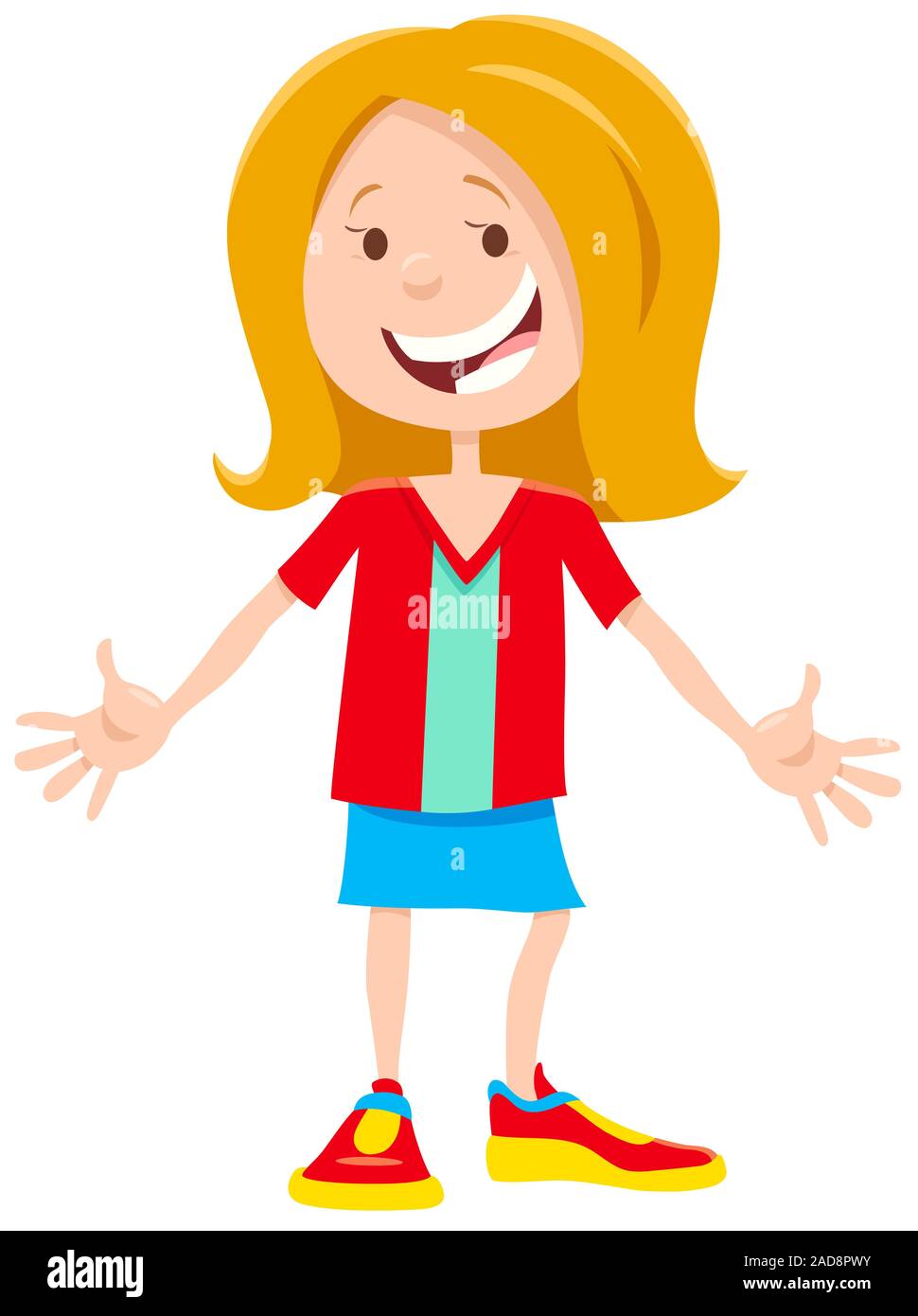 happy girl character cartoon illustration Stock Photo - Alamy