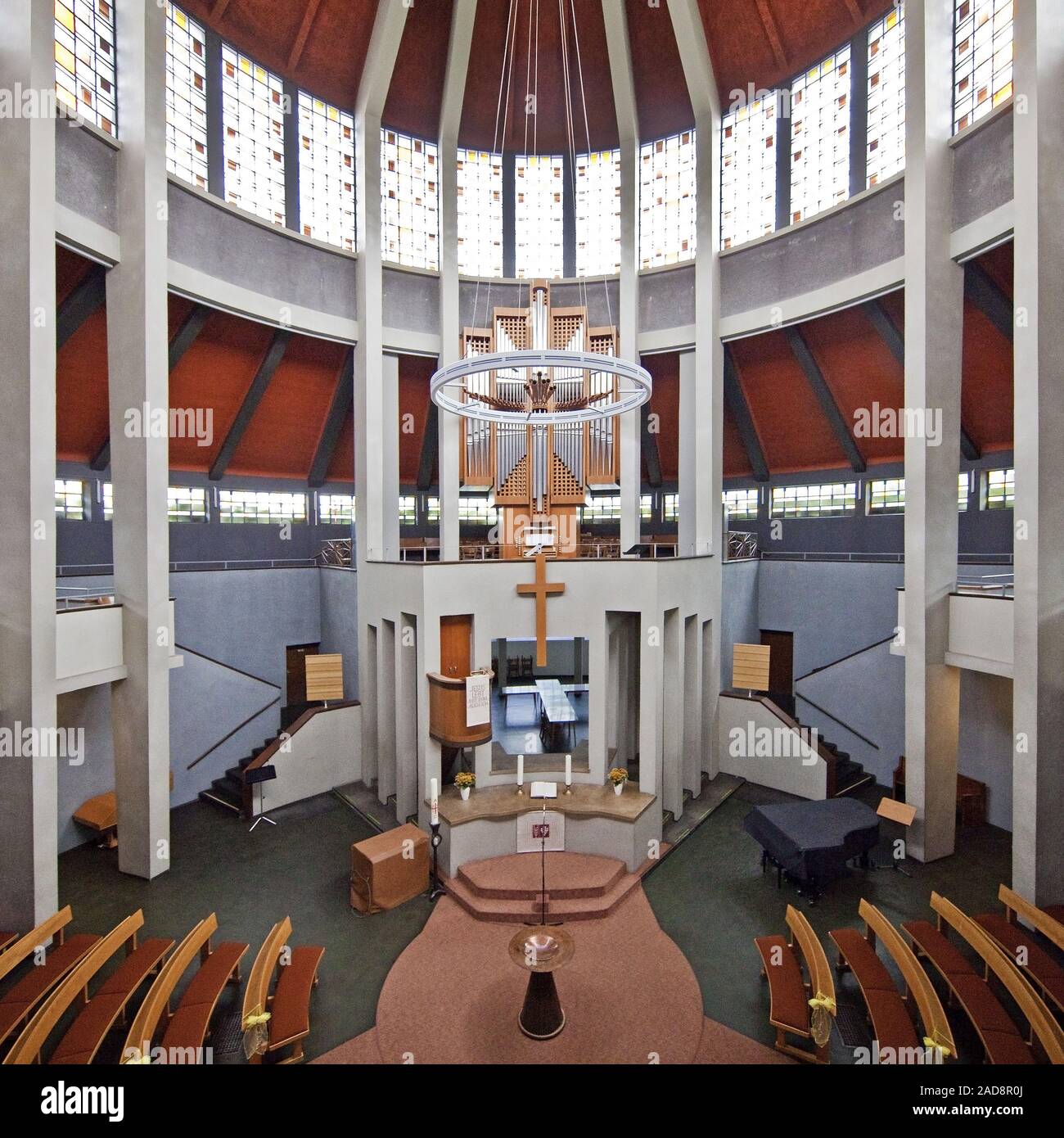 inside view of the Resurrection church, Essen, Ruhr area, North Rhine-Westphalia, Germany, Europe Stock Photo