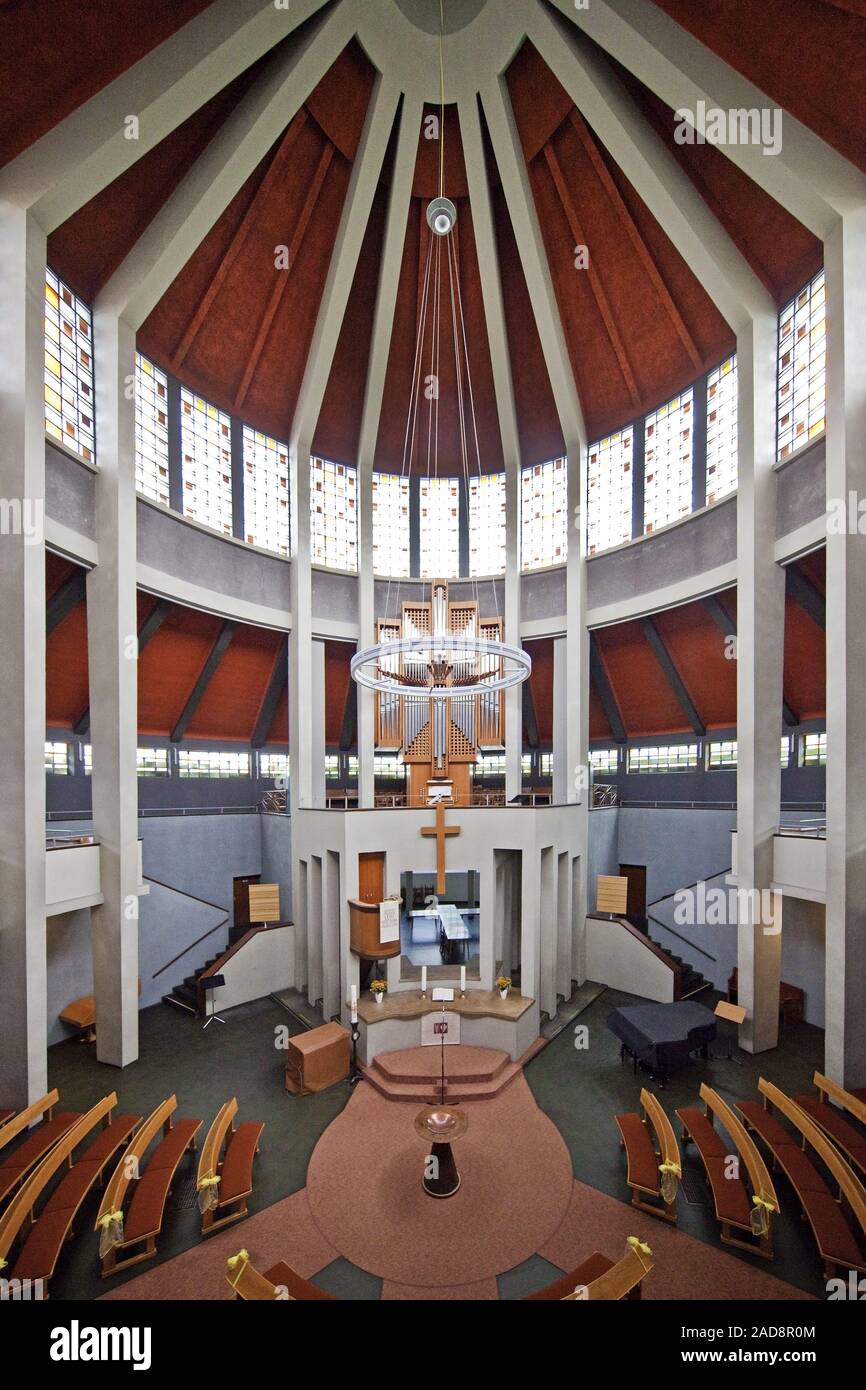 inside view of the Resurrection church, Essen, Ruhr area, North Rhine-Westphalia, Germany, Europe Stock Photo