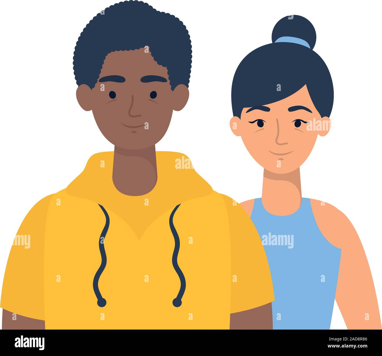 young interracial couple avatars characters Stock Vector Image & Art ...