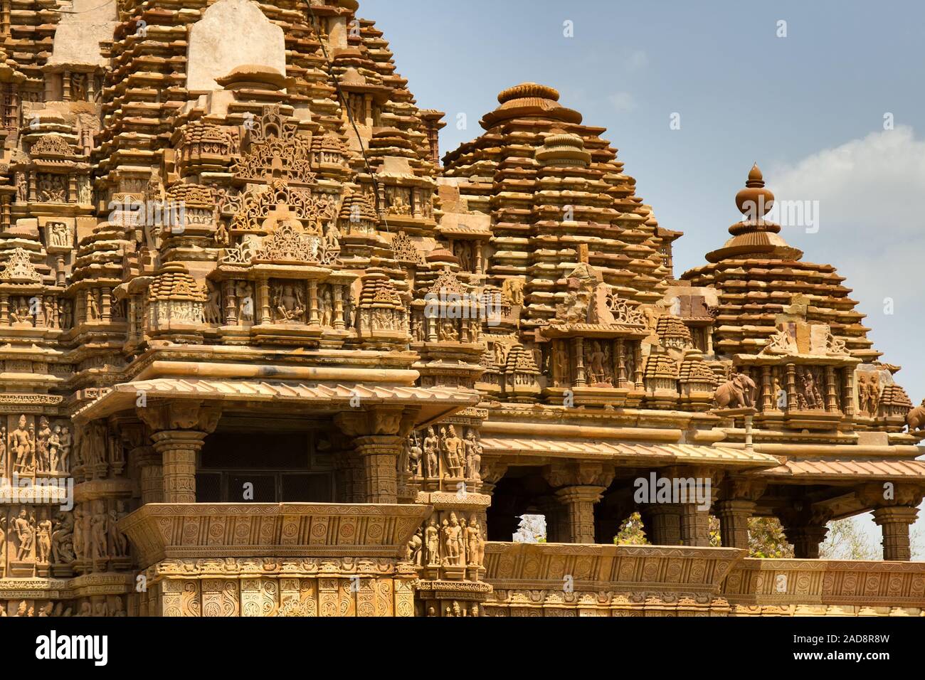Hindu Temples of Love in Kajuraho. Retro color photo Stock Photo