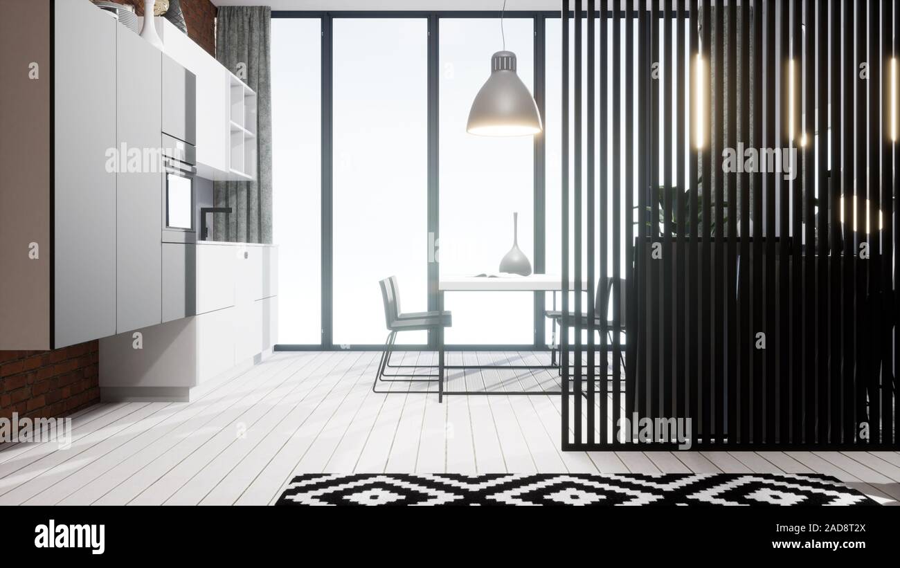 Modern design living room interior in Scandinavian style . 3D rendering ...