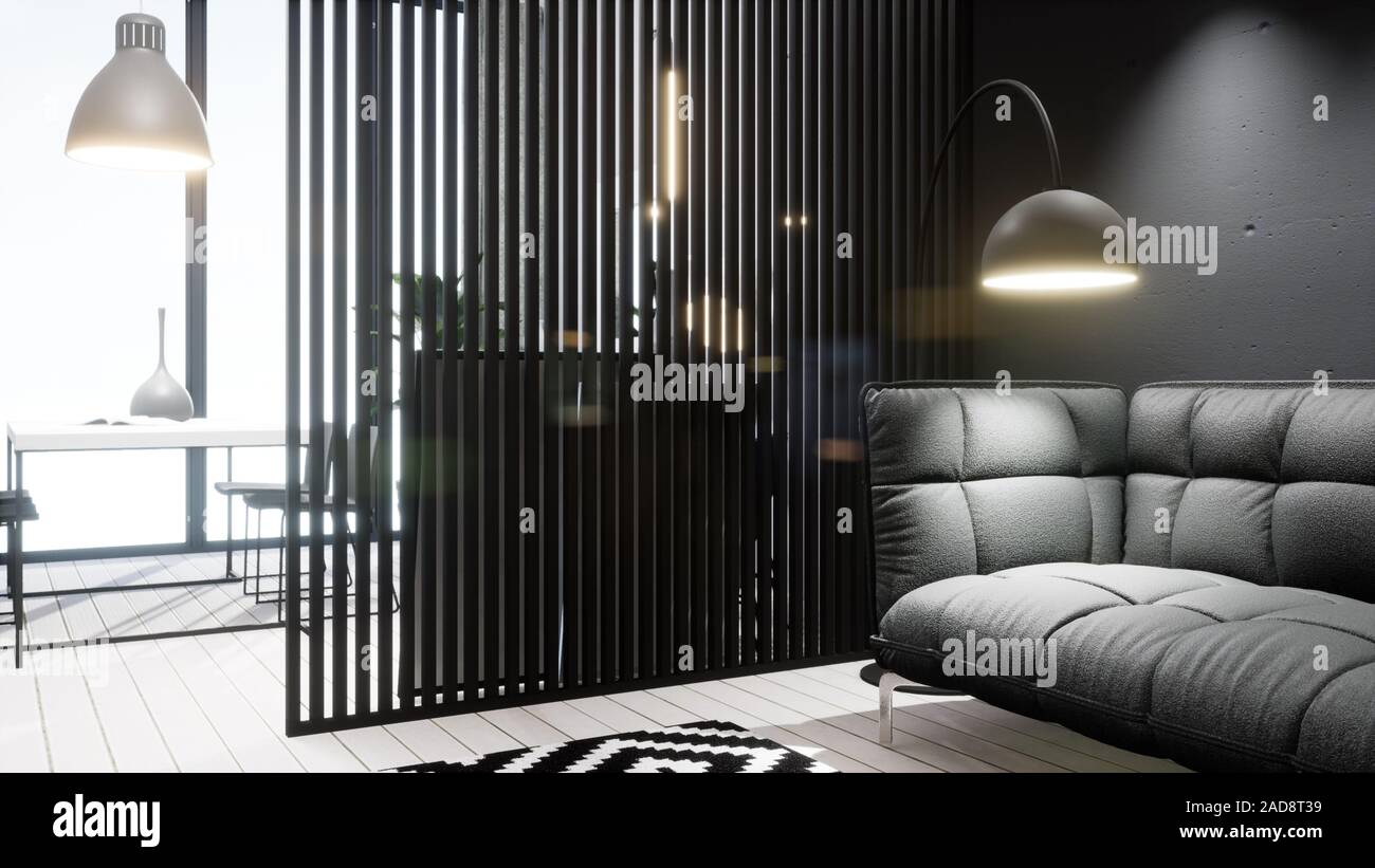 Modern design living room interior in Scandinavian style . 3D rendering ...