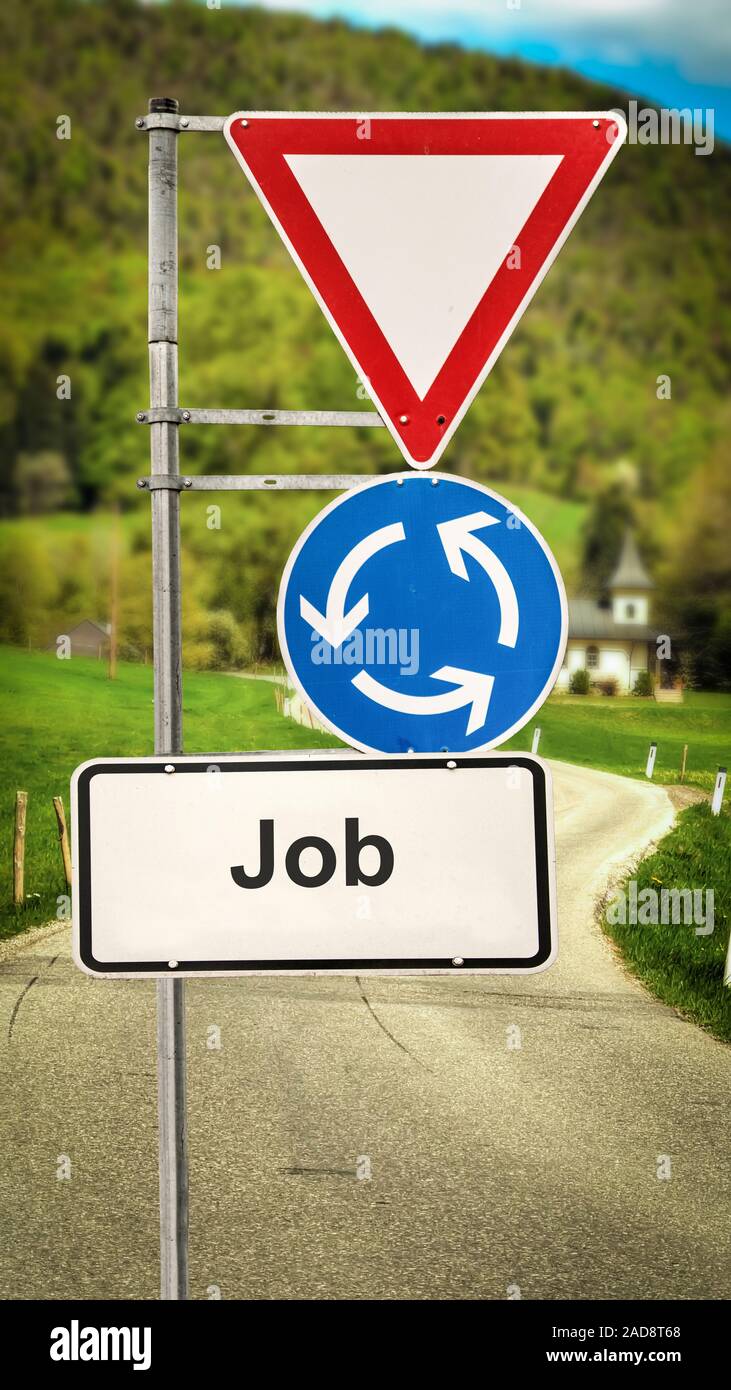 Street Sign to Job Stock Photo