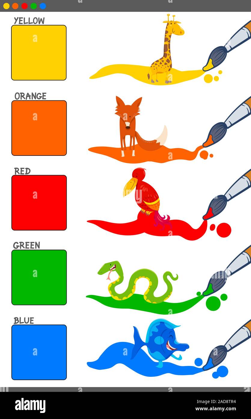 basic colors set with cartoon animals Stock Photo - Alamy