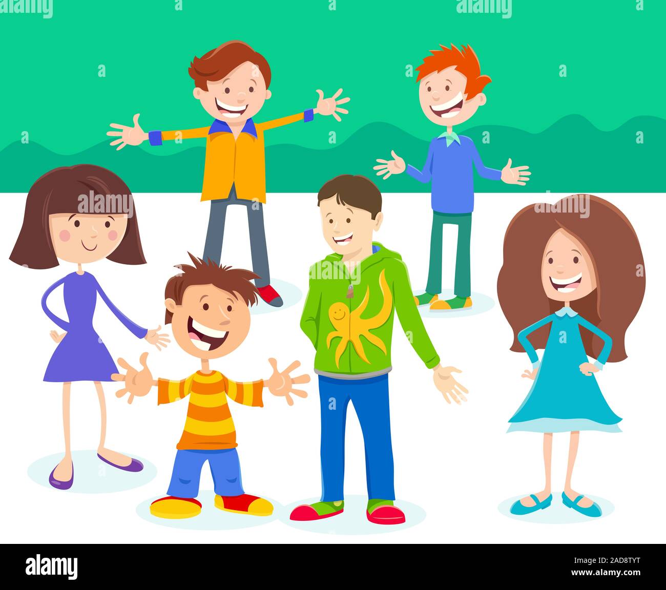 Cartoon teenagers group hi-res stock photography and images - Alamy