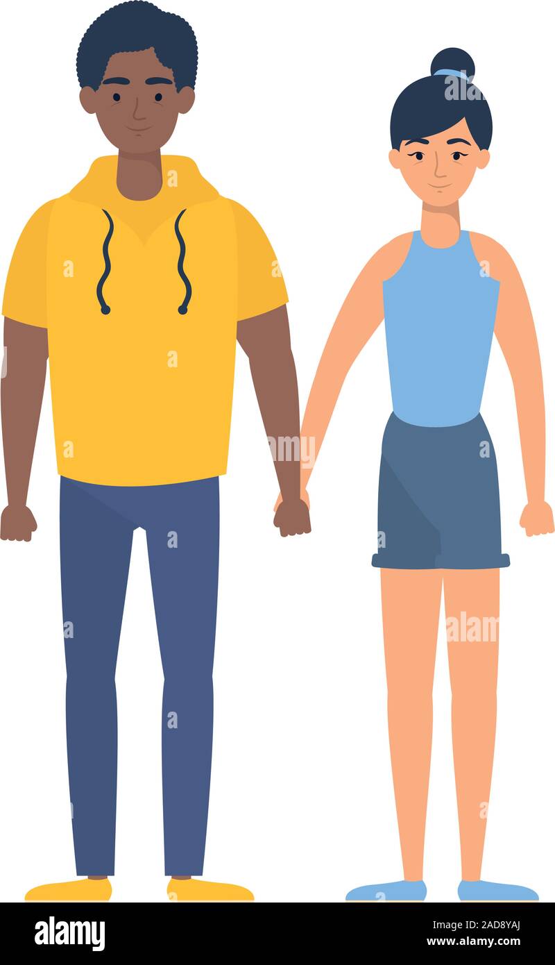 young interracial couple avatars characters Stock Vector Image & Art ...