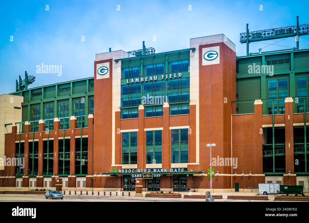 An outdoor football arena in Green Bay, Wisconsin Stock Photo