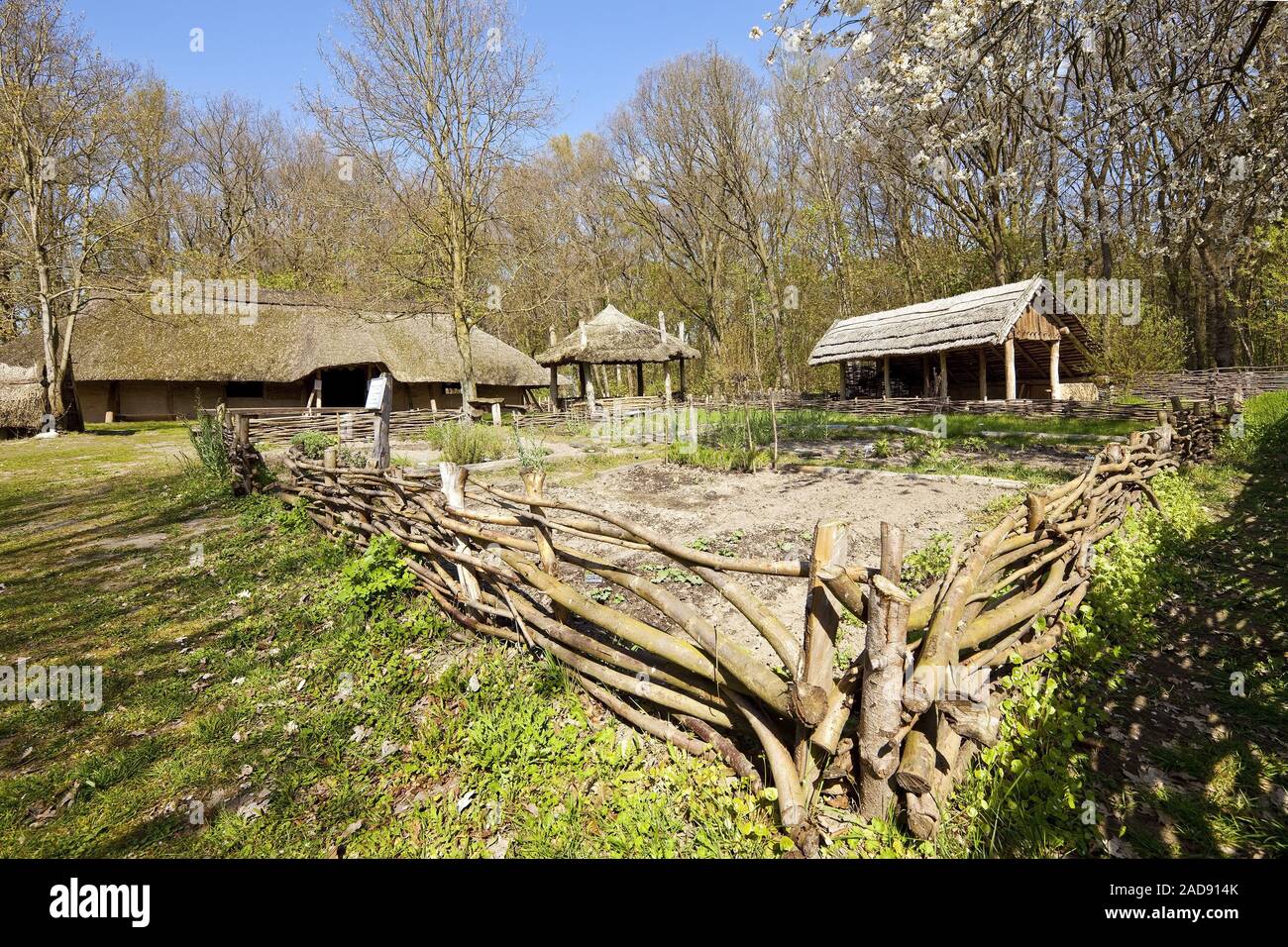 reflica of the garden of farmstead Sachsenhof, Greven, North Rhine-Westphalia, Germany, Europe Stock Photo