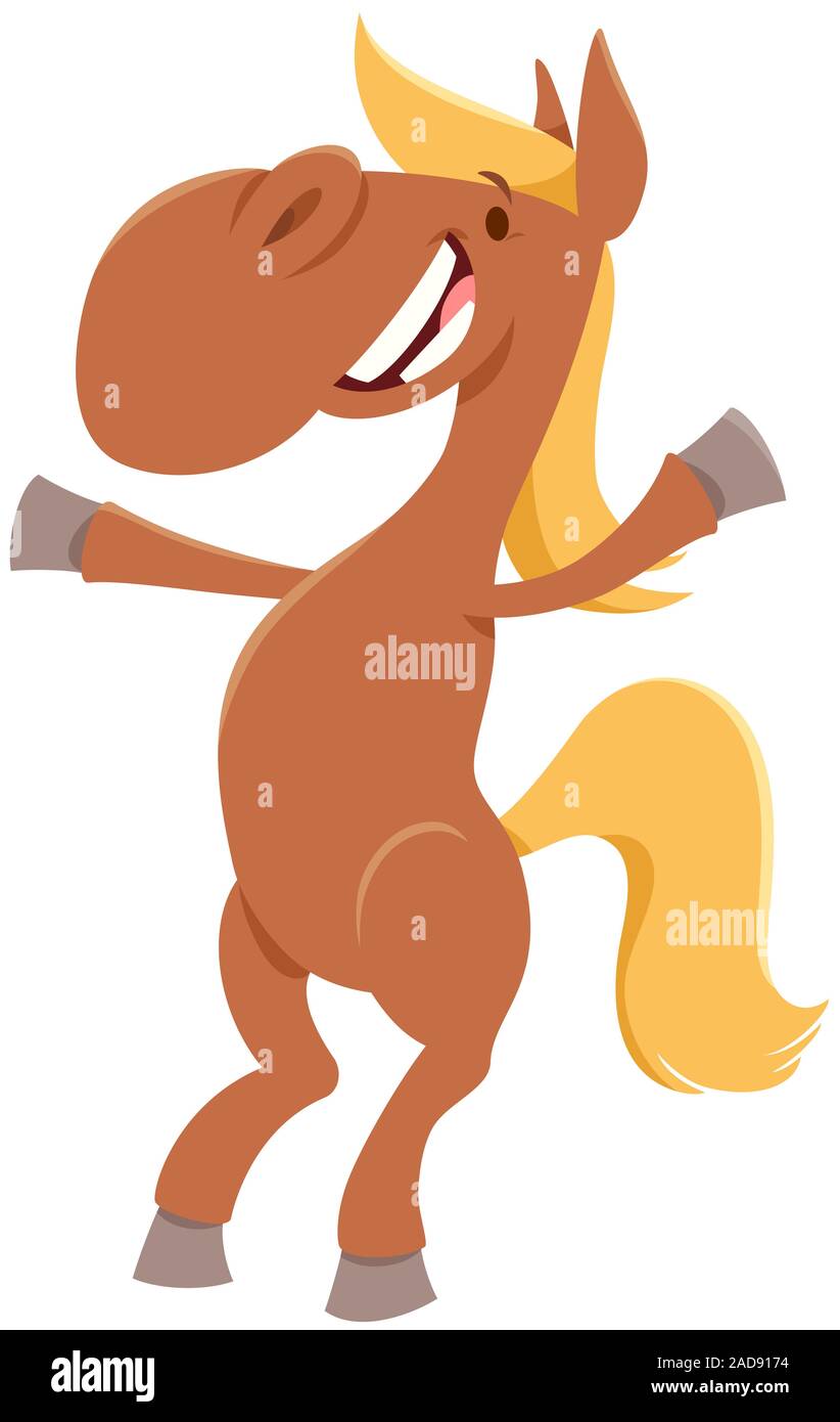 funny horse cartoon farm animal character Stock Photo - Alamy