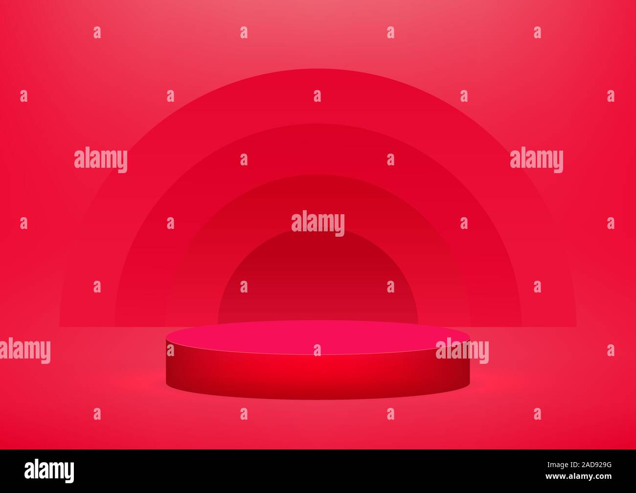 Empty podium studio red background for product display with copy space ...