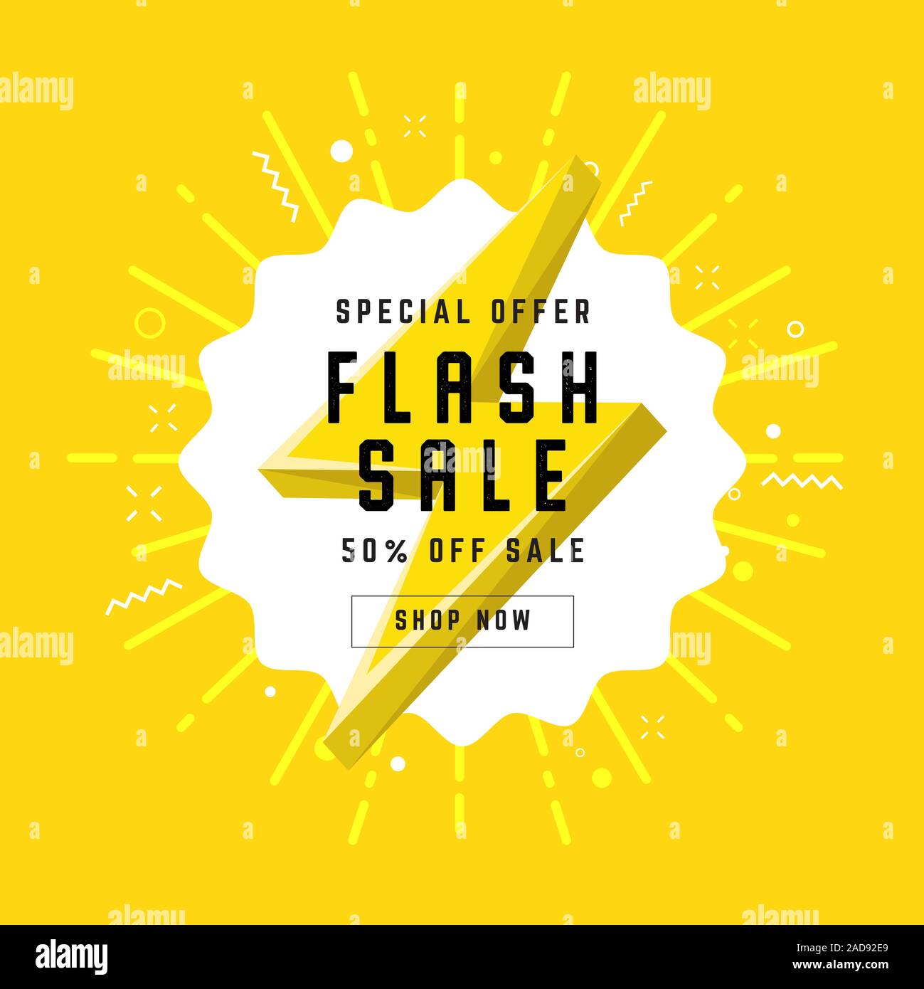 Flash Sale With Thunder Banner Template Design Stock Vector Art