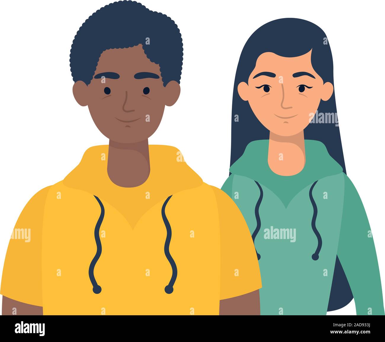 young interracial couple avatars characters Stock Vector Image & Art ...