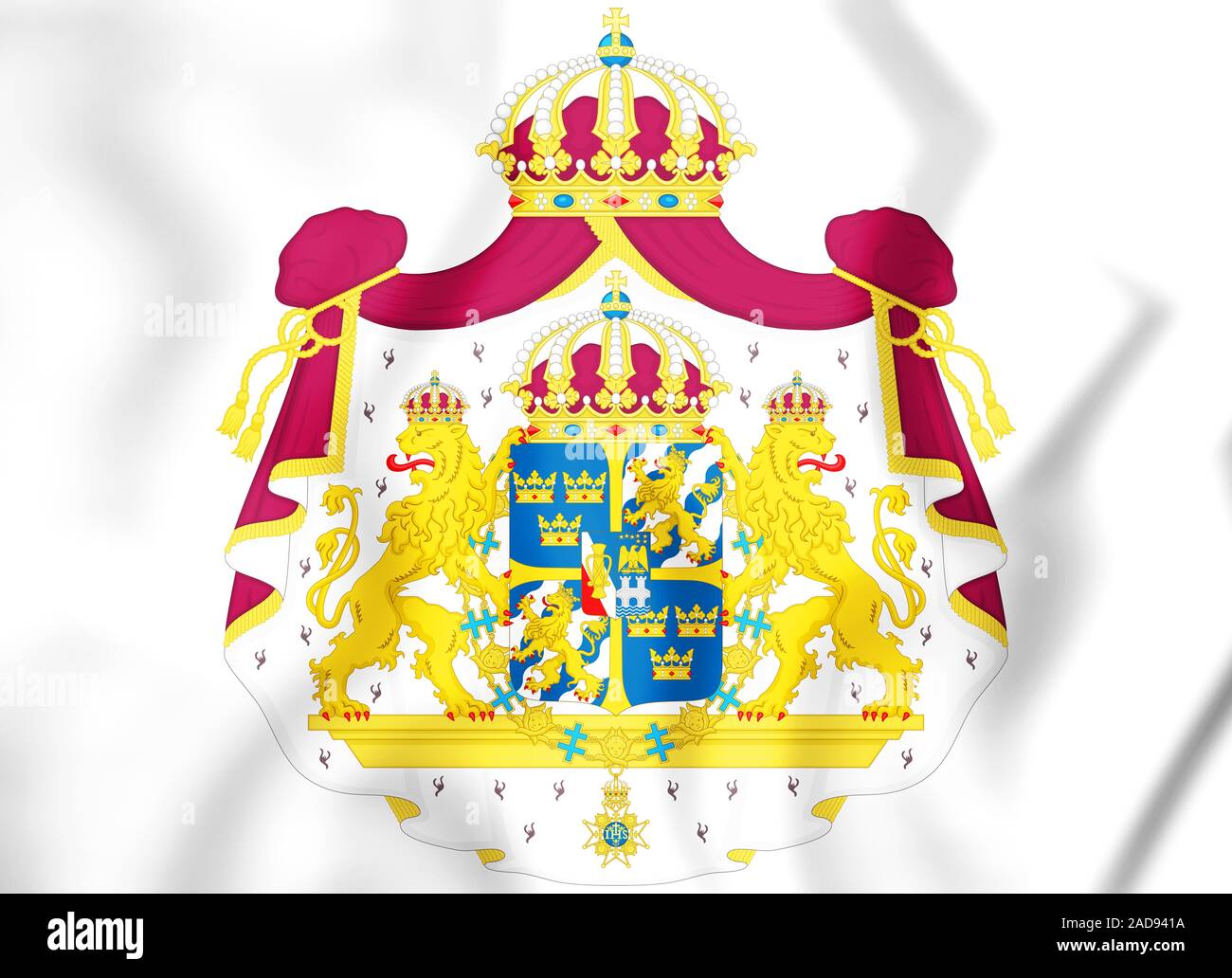 3D Great coat of arms of Sweden. 3D Illustration. Stock Photo