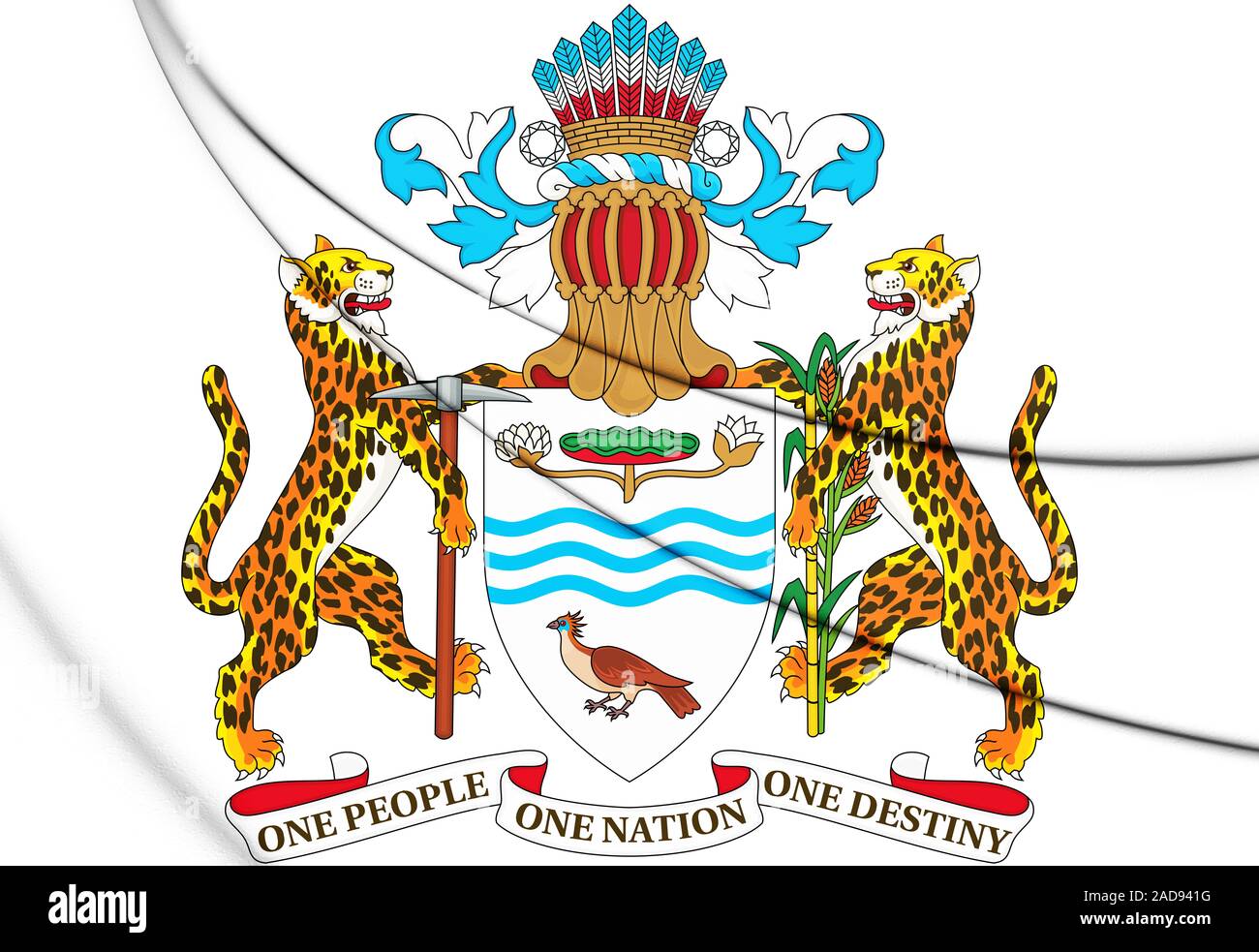 3D Guyana coat of arms. 3D Illustration. Stock Photo