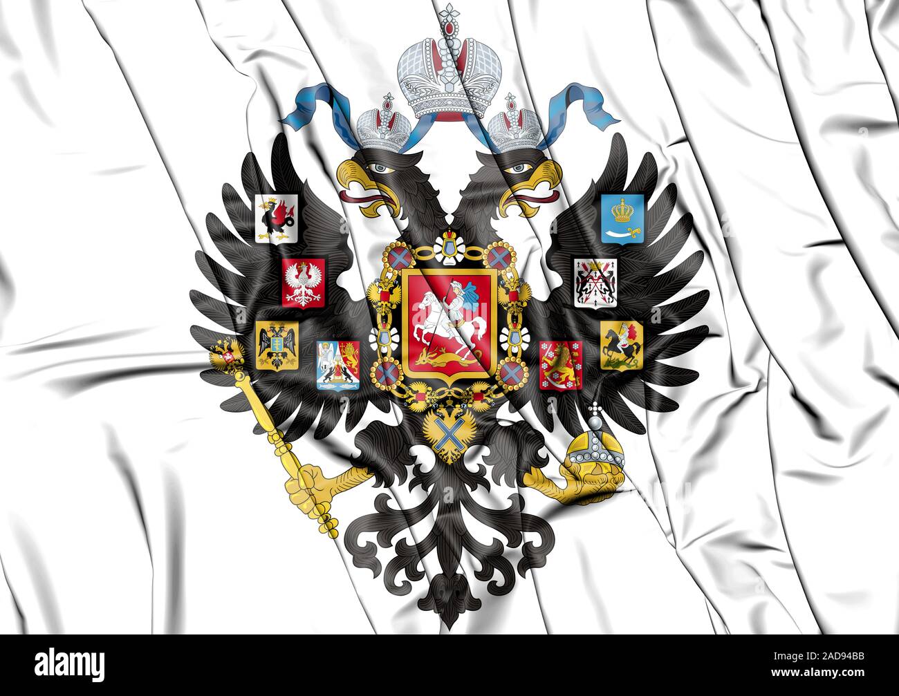 Russian Flag with Coat of Arms of Russia. Kremlin Presidential Coat of Arms  of Russia, 3d Rendering. Russian Eagle Stock Illustration - Illustration of  nation, flag: 183978487