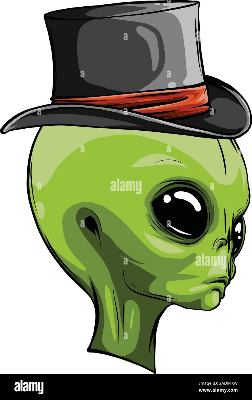 alien head cowboy hat vector logo illustration Stock Vector