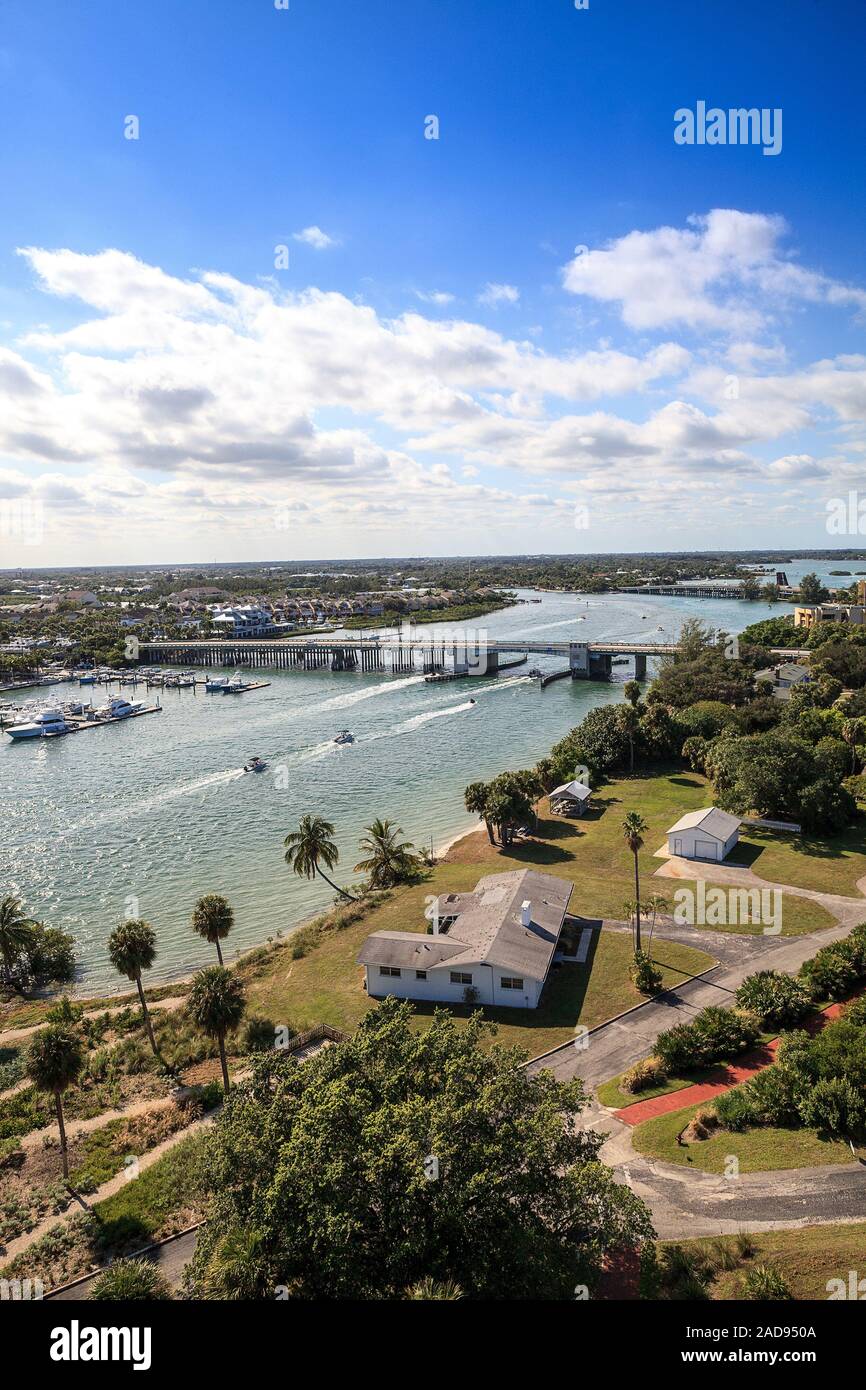 Aerial view of Loxahatchee River from the Jupiter Inlet Lighthouse in