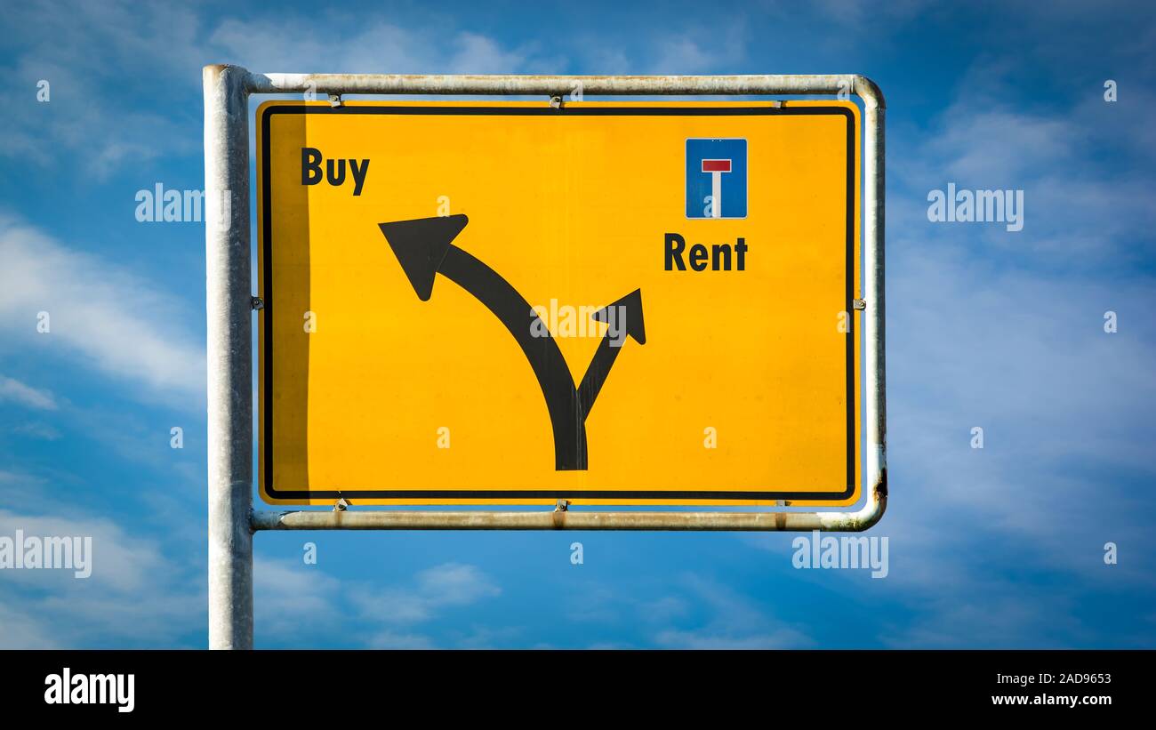 Street Sign to Buy versus Rent Stock Photo - Alamy