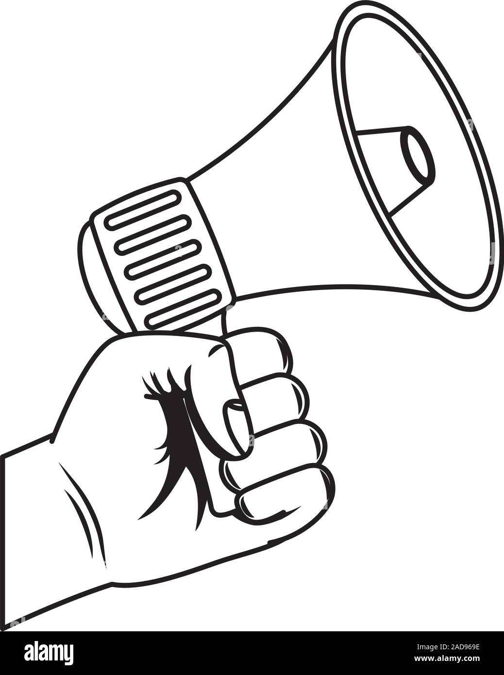 hand with megaphone sound device Stock Vector Image & Art - Alamy