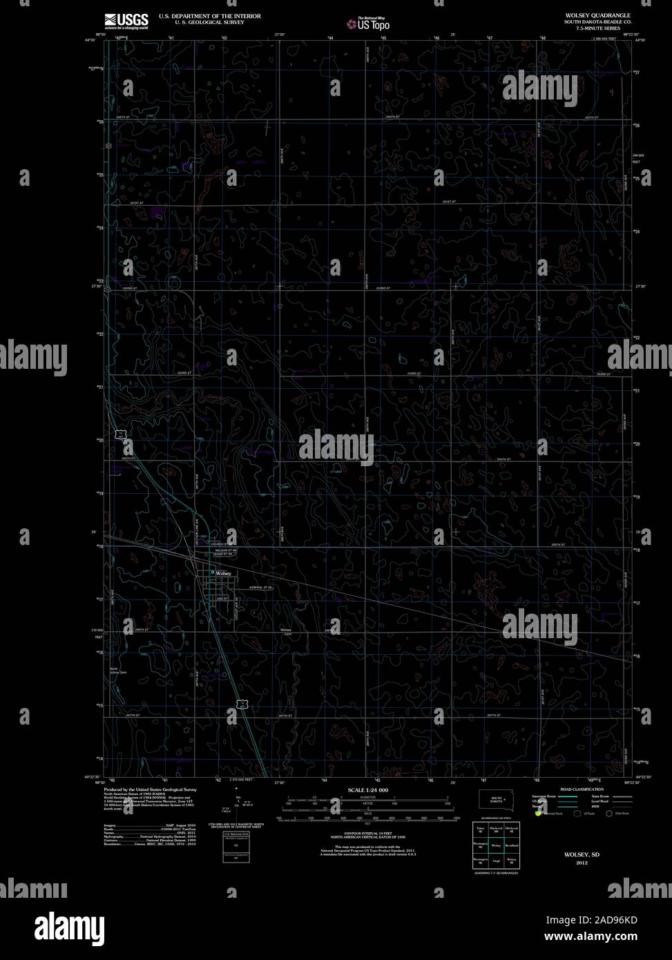 Wolsey south dakota map hires stock photography and images Alamy