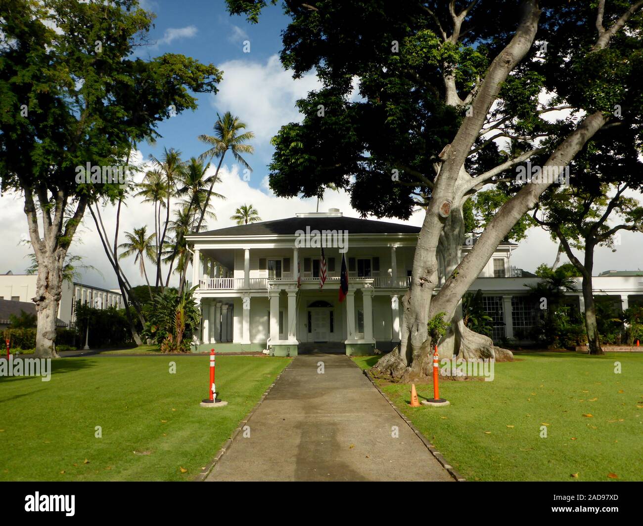 Honolulu - November 14, 2017: Washington Place, Built in 1847, this mansion has been the home of Hawaii's rulers, starting with Queen Lili'uokalani. Stock Photo