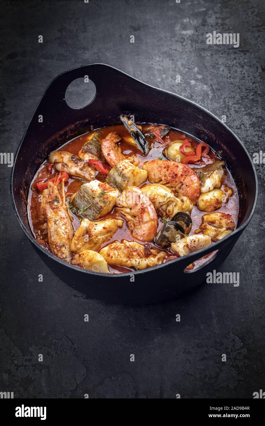 Traditional French Corsican fish stew with prawns Stock Photo Alamy