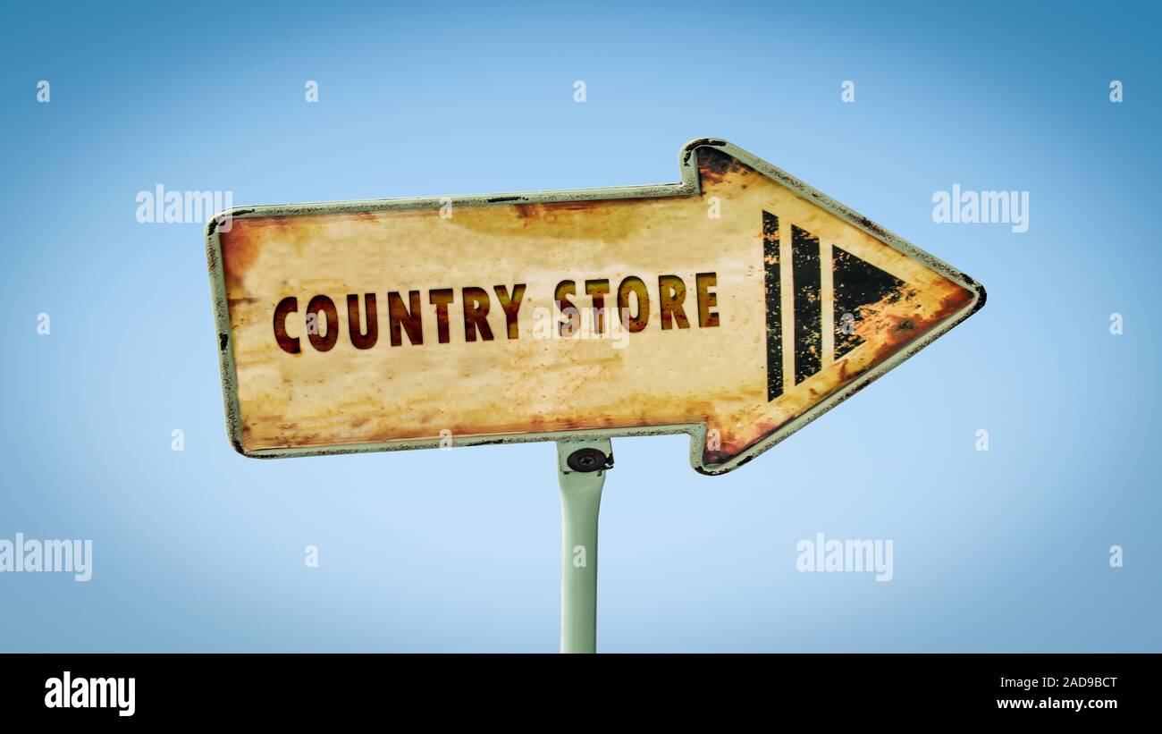 Street Sign to Country Store Stock Photo - Alamy