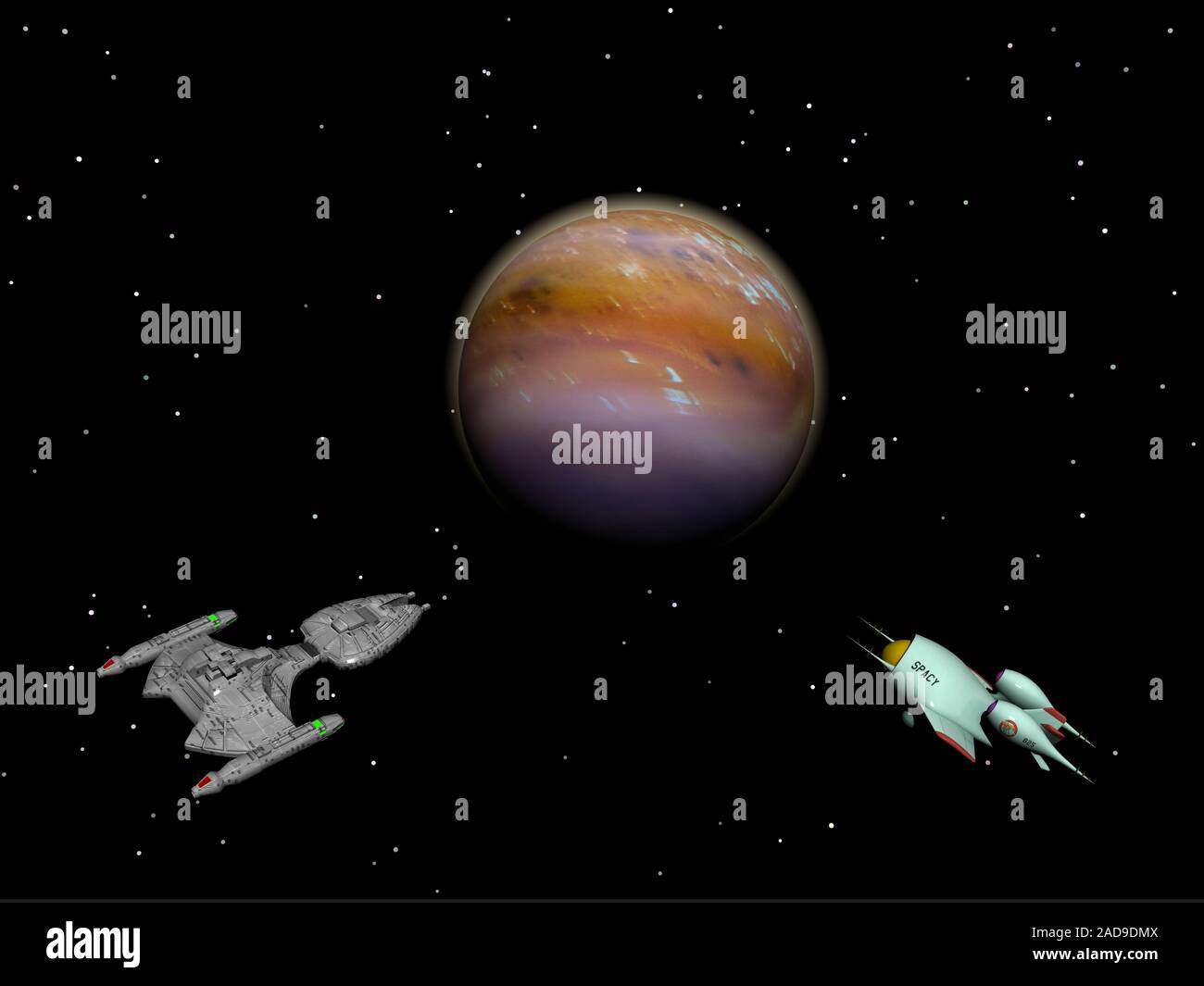 Spaceships in space Stock Photo