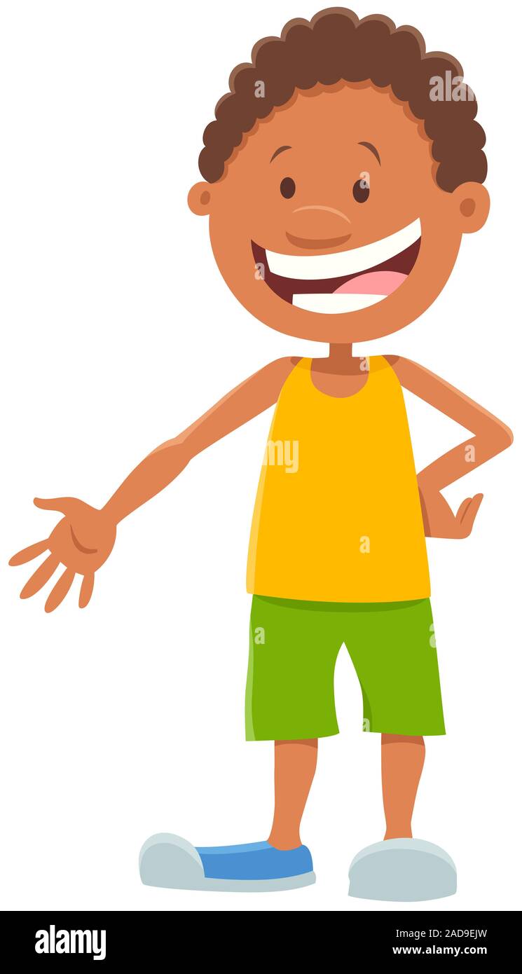 happy African boy cartoon character Stock Photo Alamy