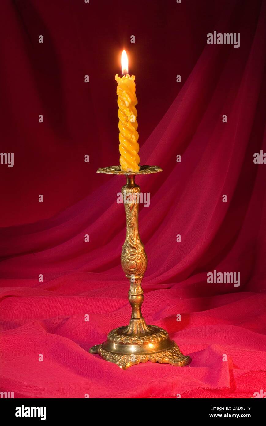 Candle On A Red Stock Photo Alamy
