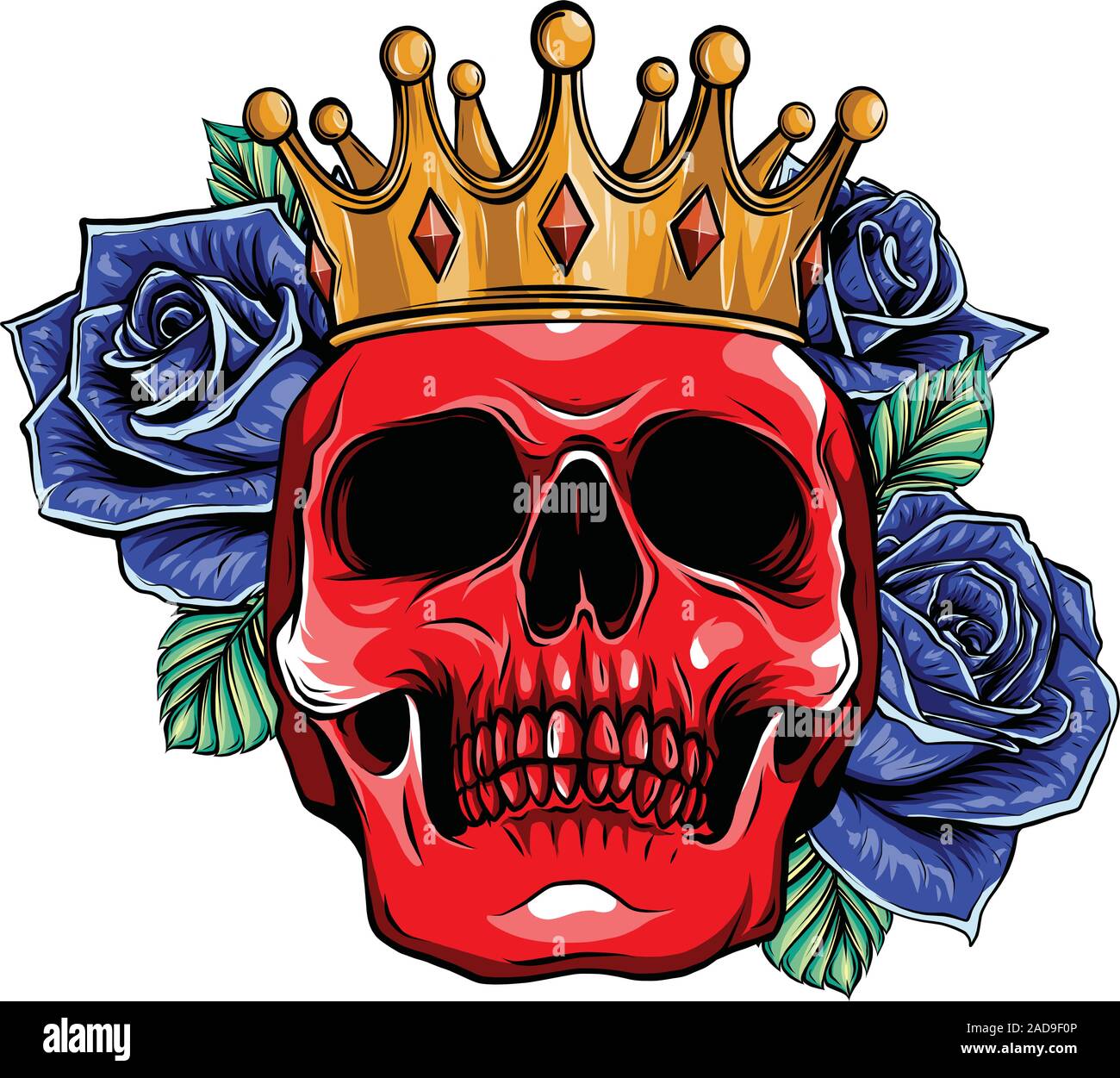 vector illustration skull wearing a king crown Stock Vector
