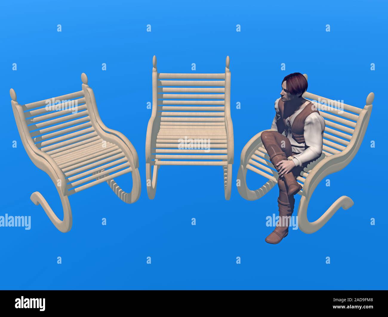 Wooden Curved Garden Chairs Stock Photo Alamy