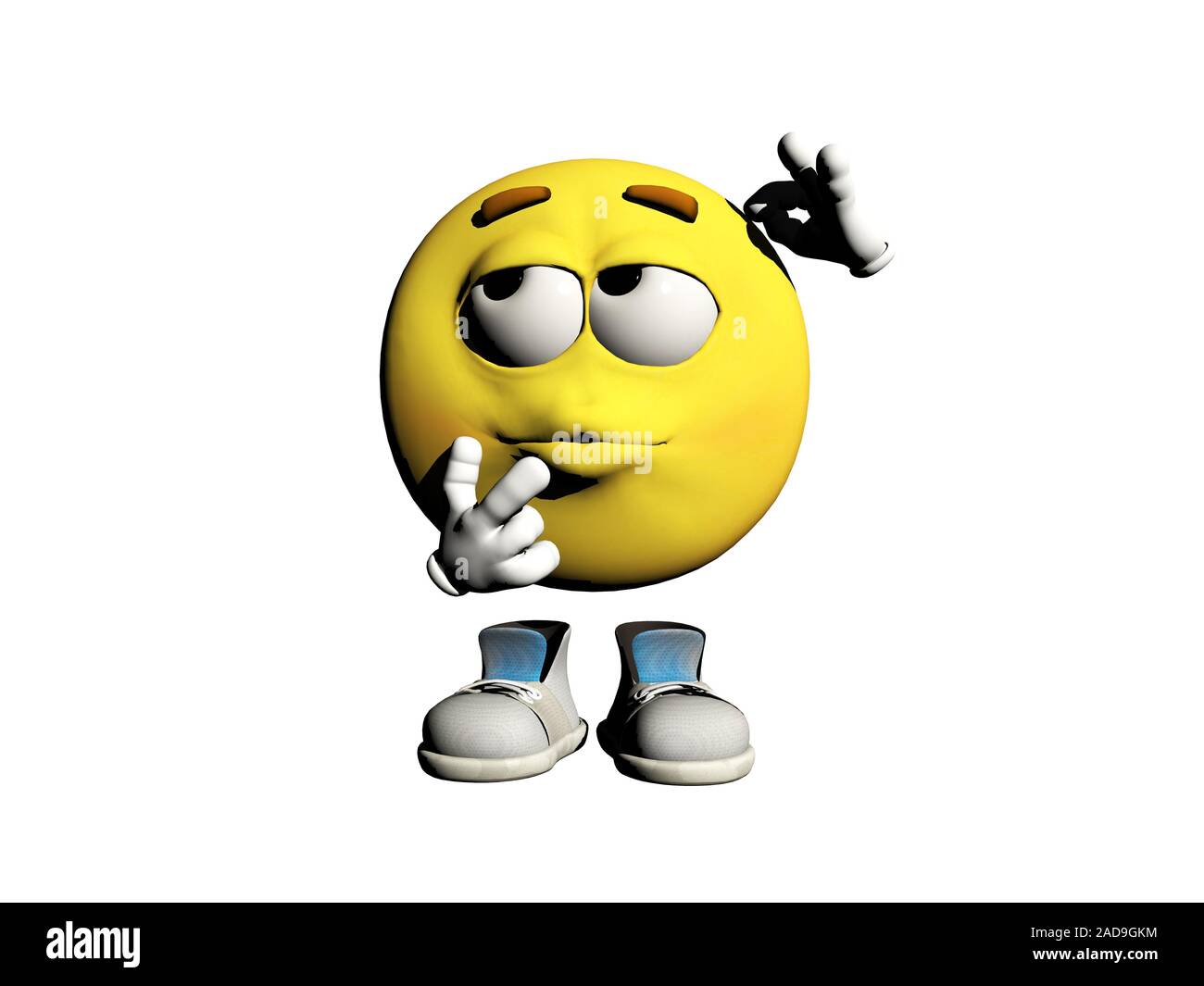 yellow smiley face with thoughtful emotions Stock Photo