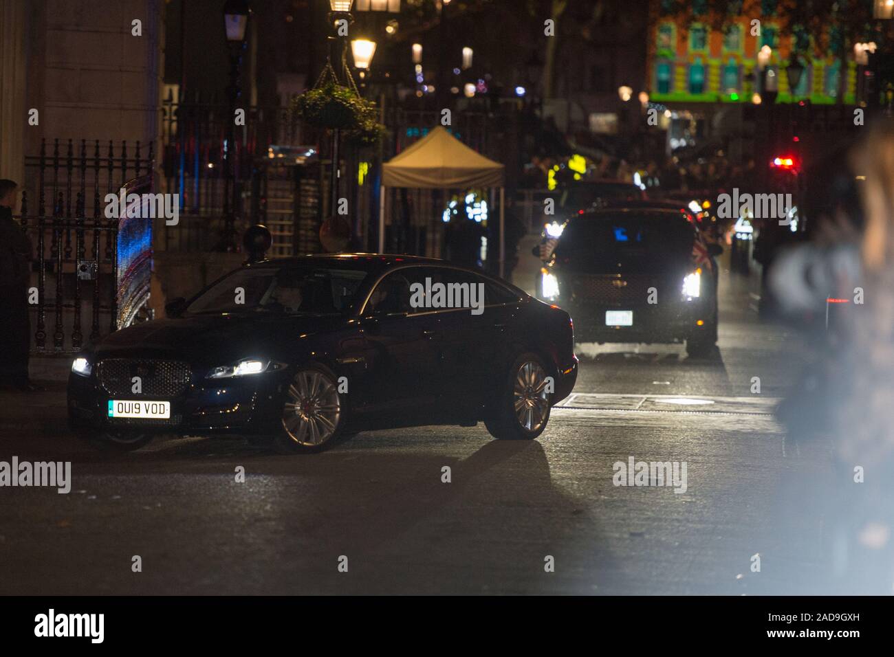 London, UK. 3 December 2019.  Pictured: President Donald Trump’s official Car, AKA, ‘The Beast’.  Boris Johnson, UK Prime Minister hosts a reception with foreign leaders ahead of the NATO (North Atlantic Treaty Organisation) meeting on the 4th December. Credit: Colin Fisher/Alamy Live News. Stock Photo