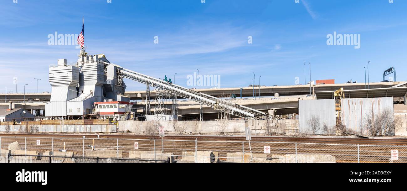 Construction sand gravel warehouse Stock Photo
