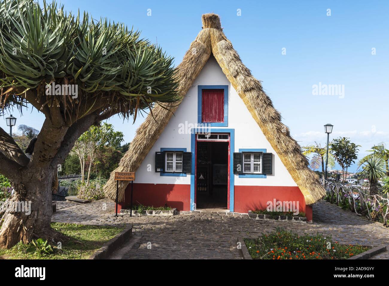traditional thatched house, Santana, Madeira, Portugal, Europe Stock Photo