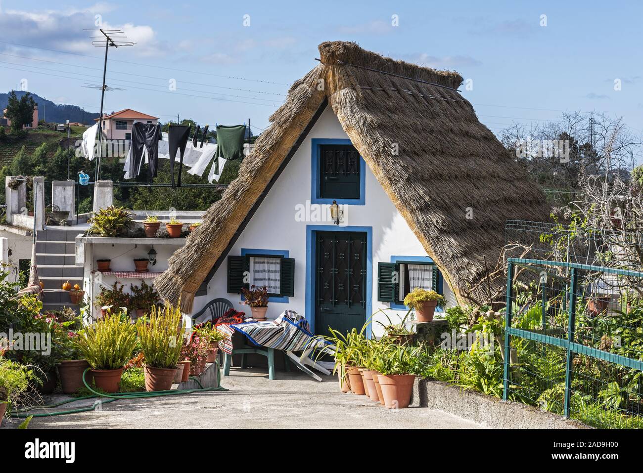 traditional thatched house, Santana, Madeira, Portugal, Europe Stock Photo