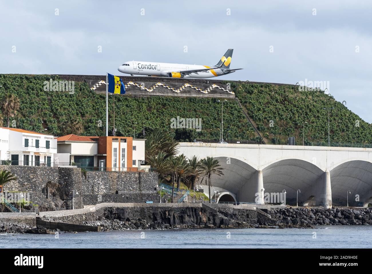 landing strip, airport, Santa Cruz, Madeira, Portugal, Europe Stock Photo