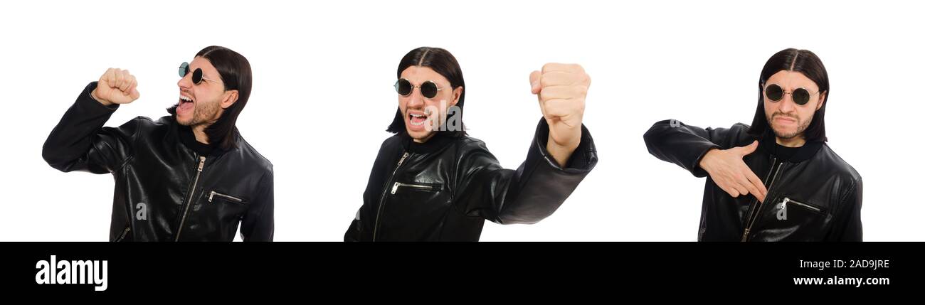 Aggressive angry man isolated on white Stock Photo - Alamy