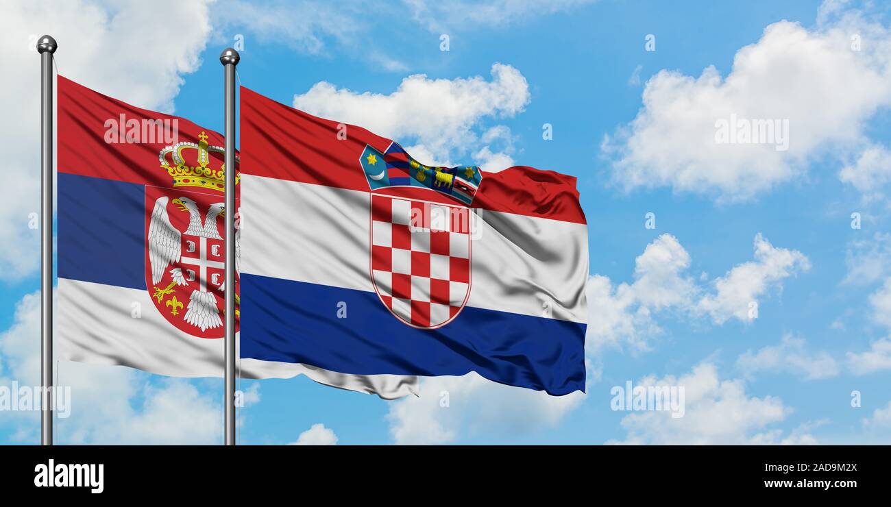 Serbia And Croatia Flag Waving In The Wind Against White Cloudy Blue Sky Together Diplomacy Concept International Relations Stock Photo Alamy
