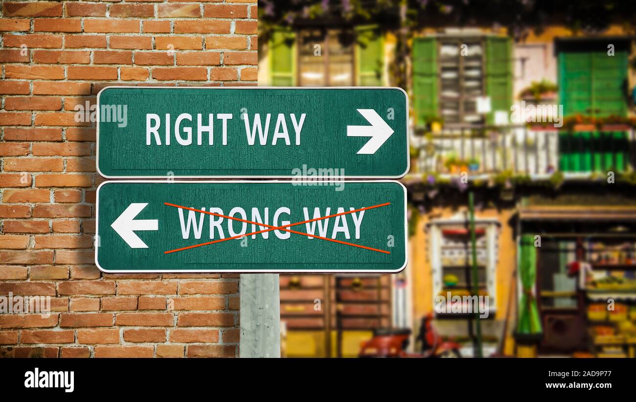 Street Sign to RIGHT WAY versus WRONG WAY Stock Photo - Alamy