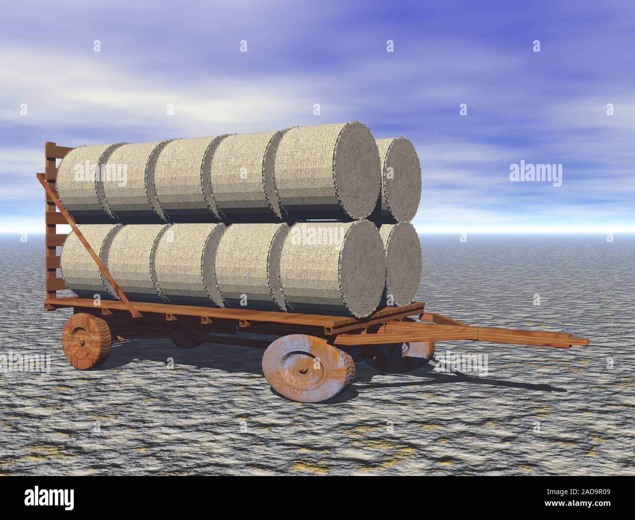 big hay wagon with drawbar Stock Photo - Alamy