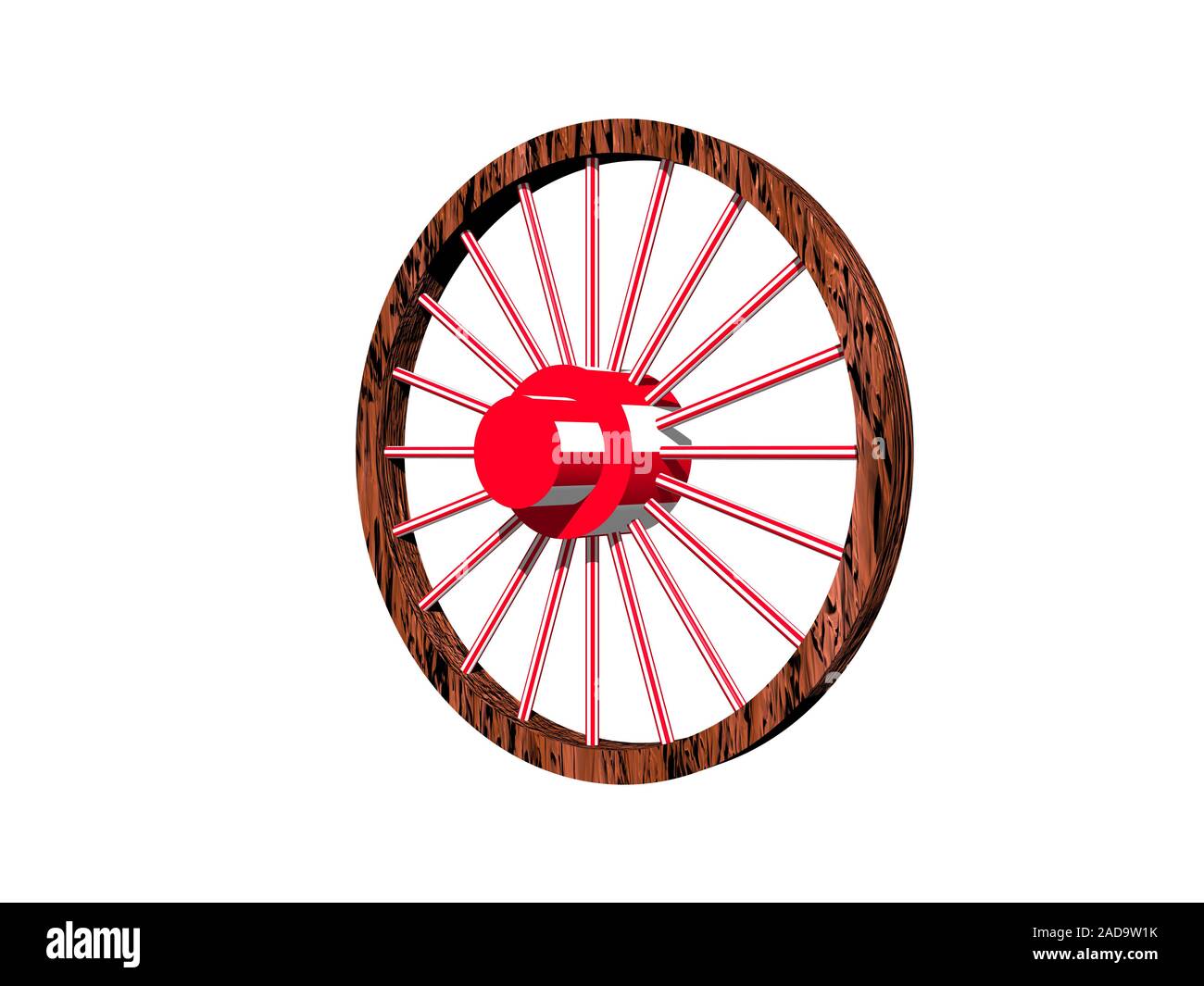 Carriage wheel with red spokes Stock Photo Alamy