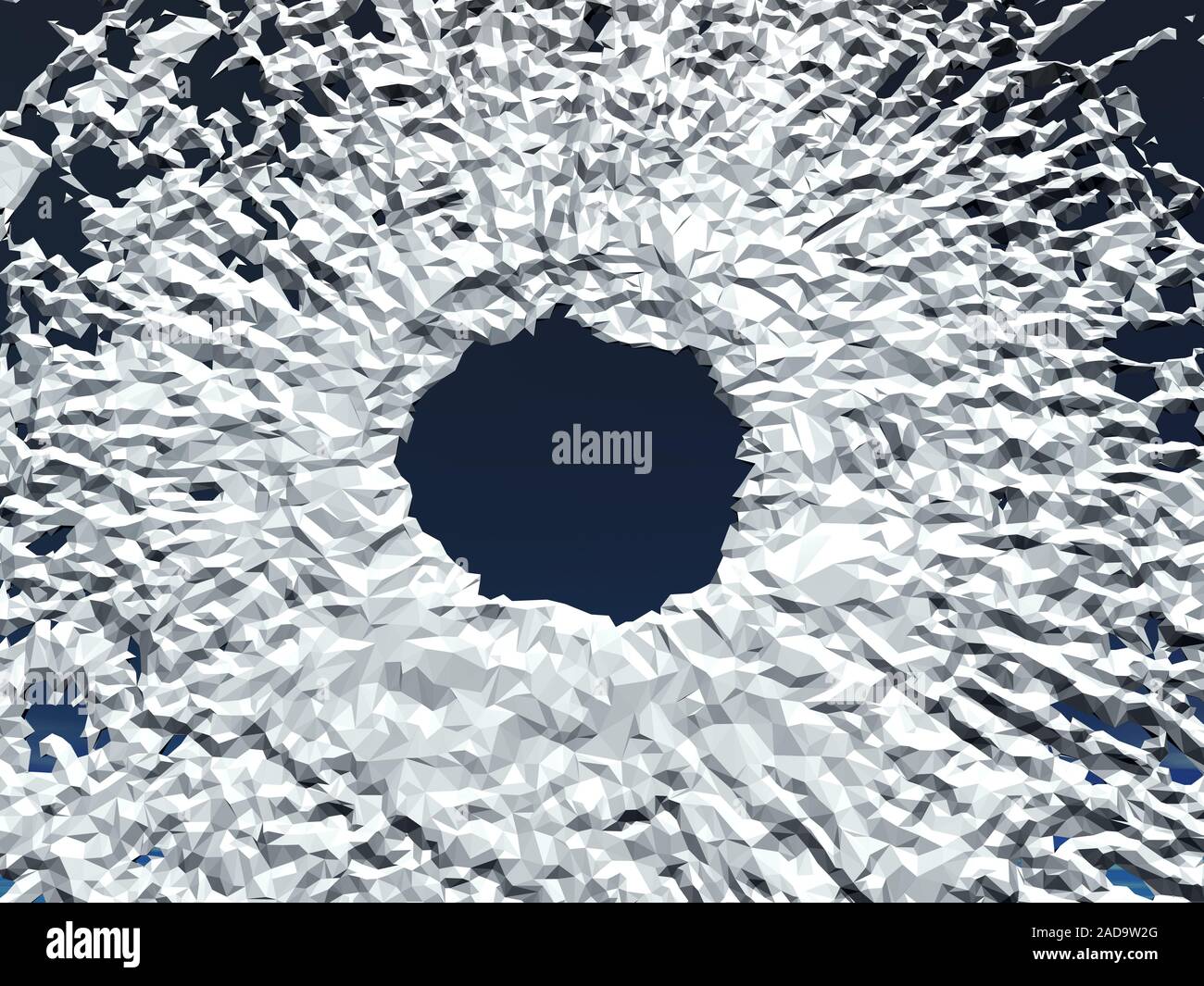 Rockfall in glass pane Stock Photo