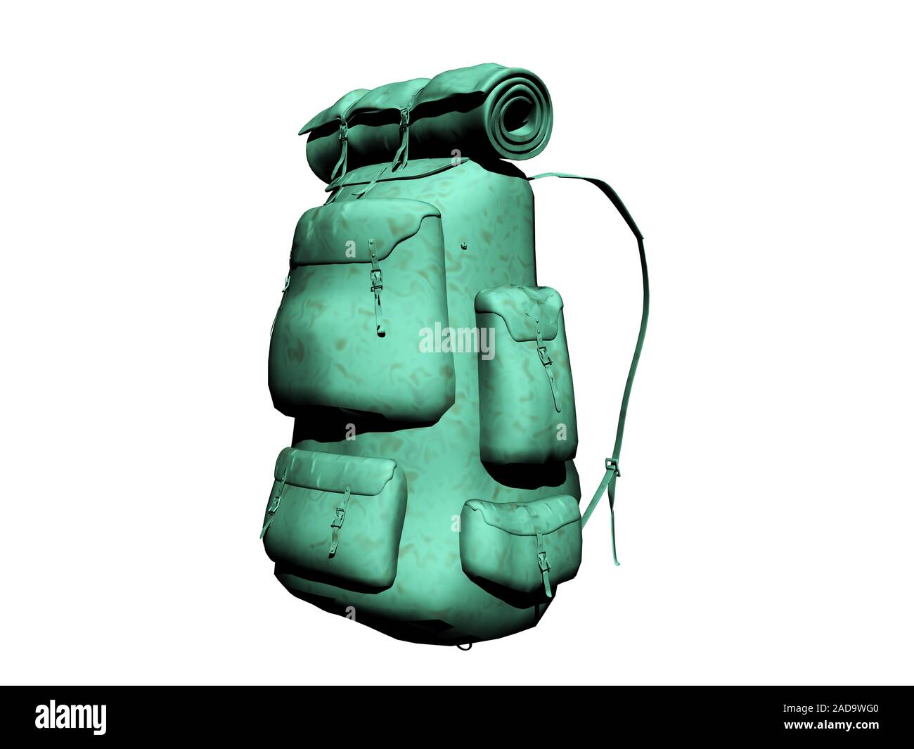 green backpack for camping Stock Photo
