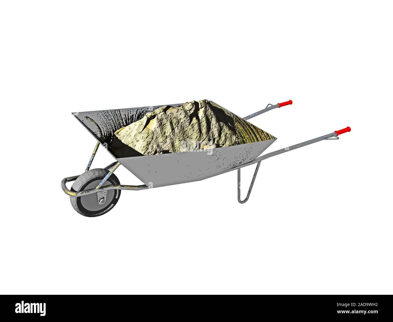 Sand in wheelbarrow with red handles Stock Photo Alamy