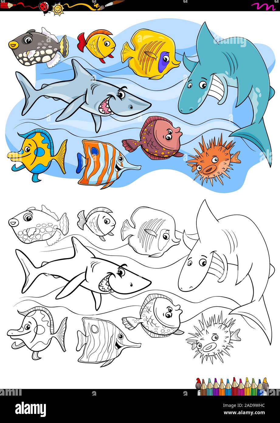 Sea life animals group coloring hi-res stock photography and images - Alamy