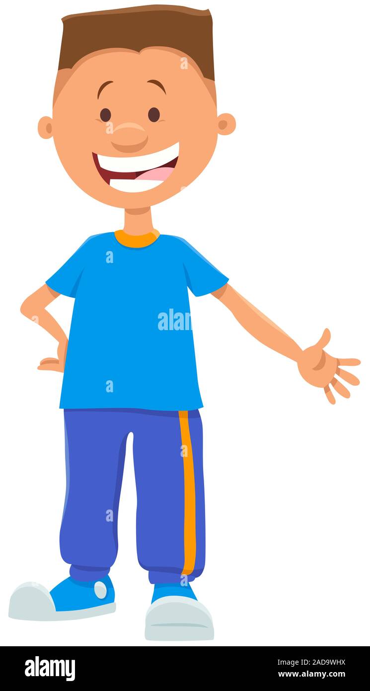 happy teen boy cartoon character Stock Photo - Alamy